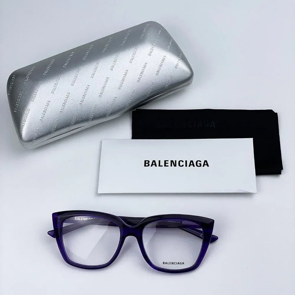 SALE! NEW Balenciaga BB0062O 003 Violet Logo Square Women Eyeglasses
